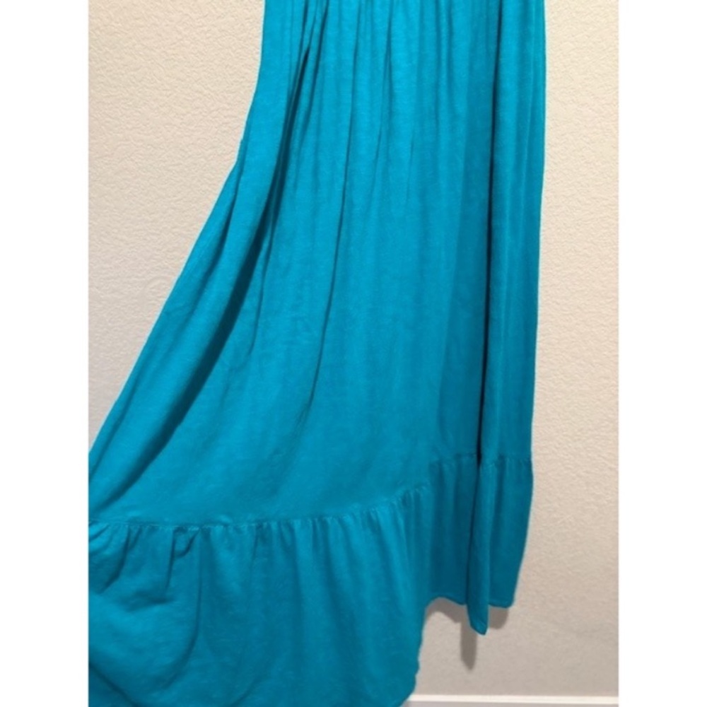 New Anthropologie Smocked Flounced Teal Blue Green Tiered Marisol Maxi Dress S - Picture 6 of 8